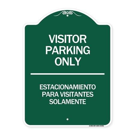 SIGNMISSION Bilingual Reserved Parking Visitor Parking Only Estacionamiento Para Visitantes, A-DES-GW-1824-24301 A-DES-GW-1824-24301